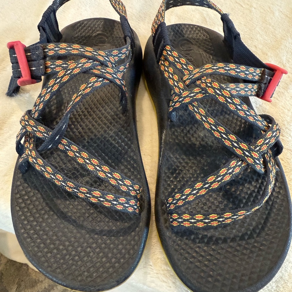Chaco Black and Orange Kids Sandals